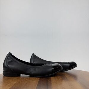 Womens Munro Mila Black Leather Comfort Formal Cap Toe Ballet Flats Size 9 W GUC